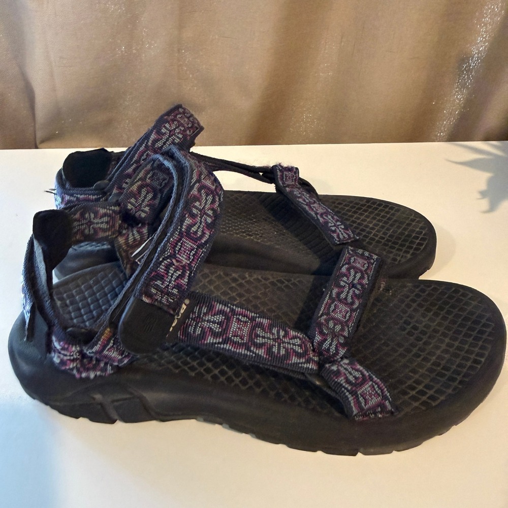 Teva Terra Fi 2 Women 8 Black Purple Geometric Strappy Hiking Sport Sandals 8113